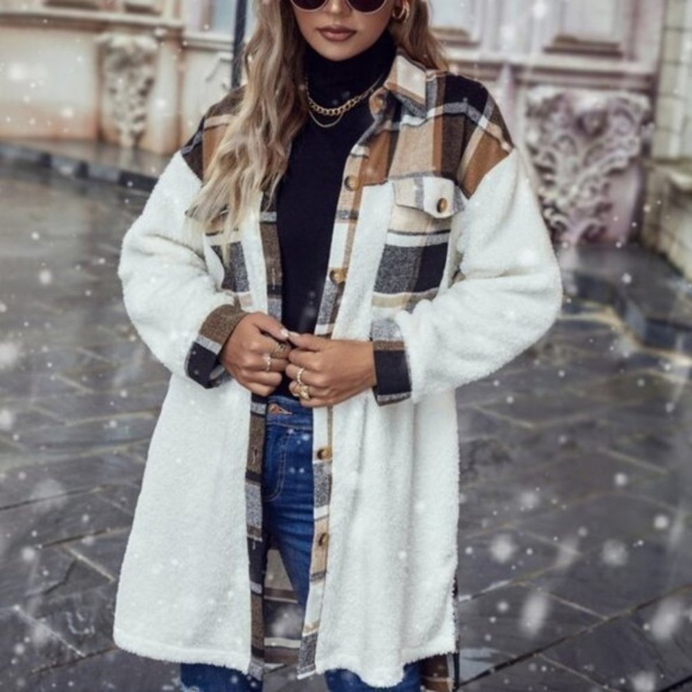 Cozy, Plaid Detailed, Button Down Shacket - Picture 4 of 7